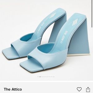 The Attico Light Blue Devon Leather Slide Sandals